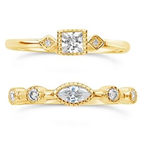 🎁NWT: Set of 14K Gold Cubic Zirconia Rings